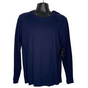 Structure Classic Long Sleeve Crewneck Shirt (Size:L, Color:Navy-Blue)